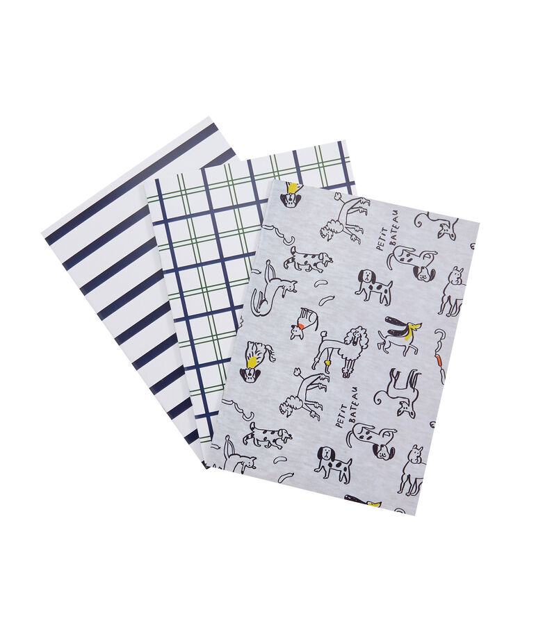 Set of three notebooks POUSSIERE grey/MULTICO white