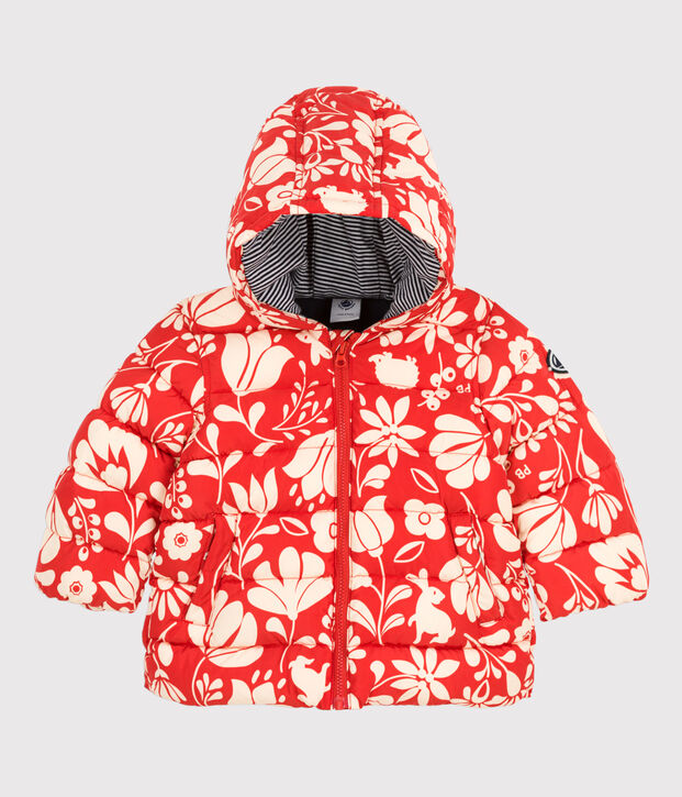 Babies' Recycled Patterned Parka orange/ecru