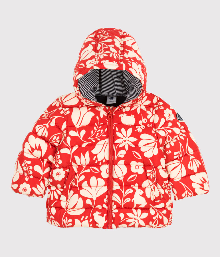 Babies' Recycled Patterned Parka orange/ecru