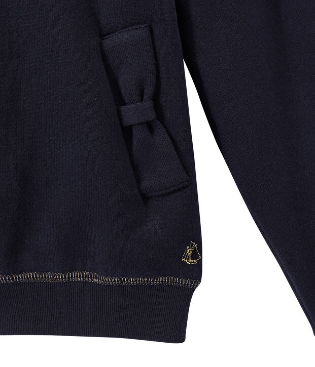 Girl's zippered sweatshirt with hood blue