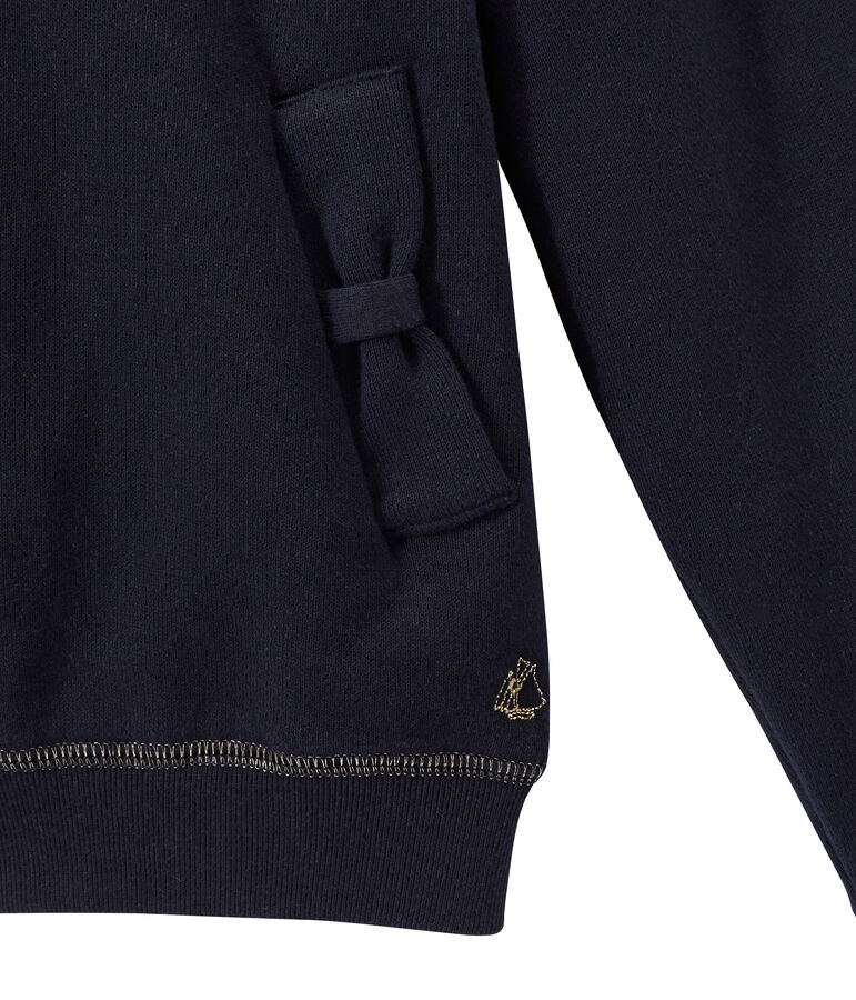 Girl's zippered sweatshirt with hood blue