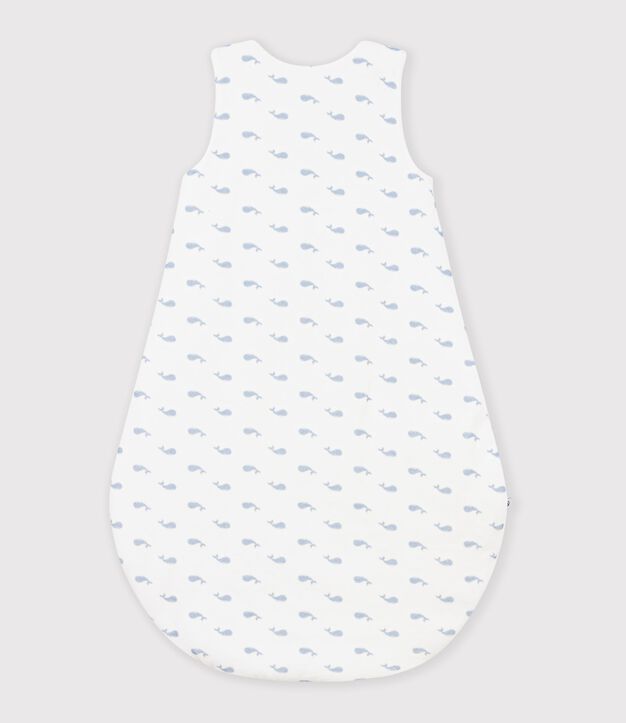 Babies' 3 TOG whale-print corduroy sleeping bag blue/blue