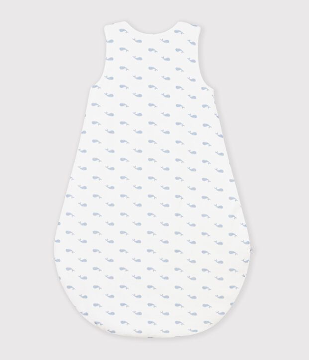Babies' 3 TOG whale-print corduroy sleeping bag blue/blue