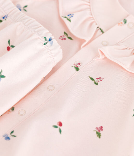 Babies' short-sleeved fruit print cotton dress and bloomers FLEUR pink/MULTICO white