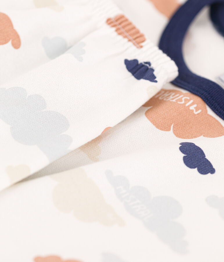 Children's Unisex Cloud Patterned Fleece Pyjamas white/multicolor