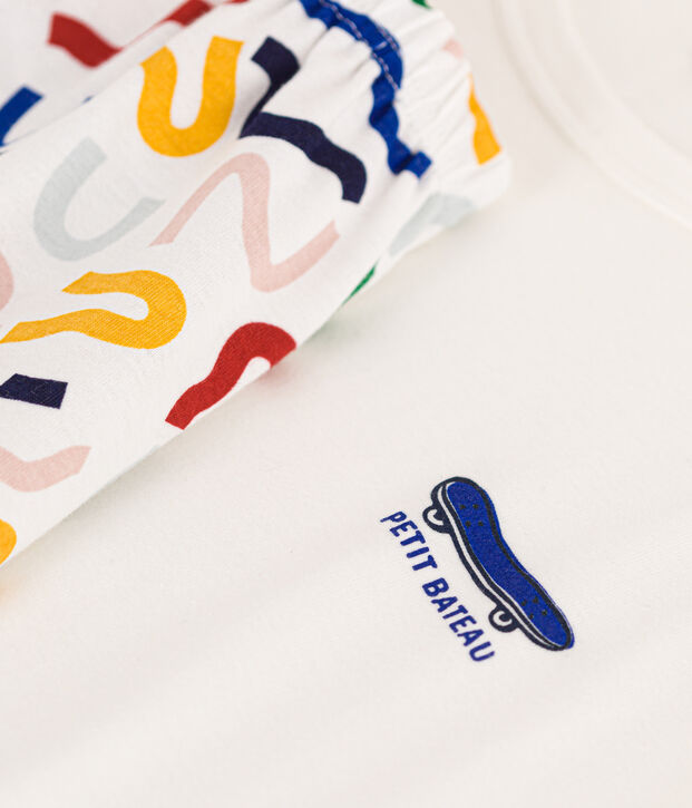 Junior Short Cotton Pyjamas white/multicolor