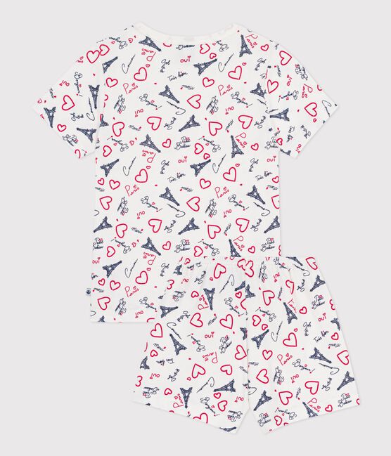 Children's short Paris print cotton pyjamas MARSHMALLOW white/MULTICO white