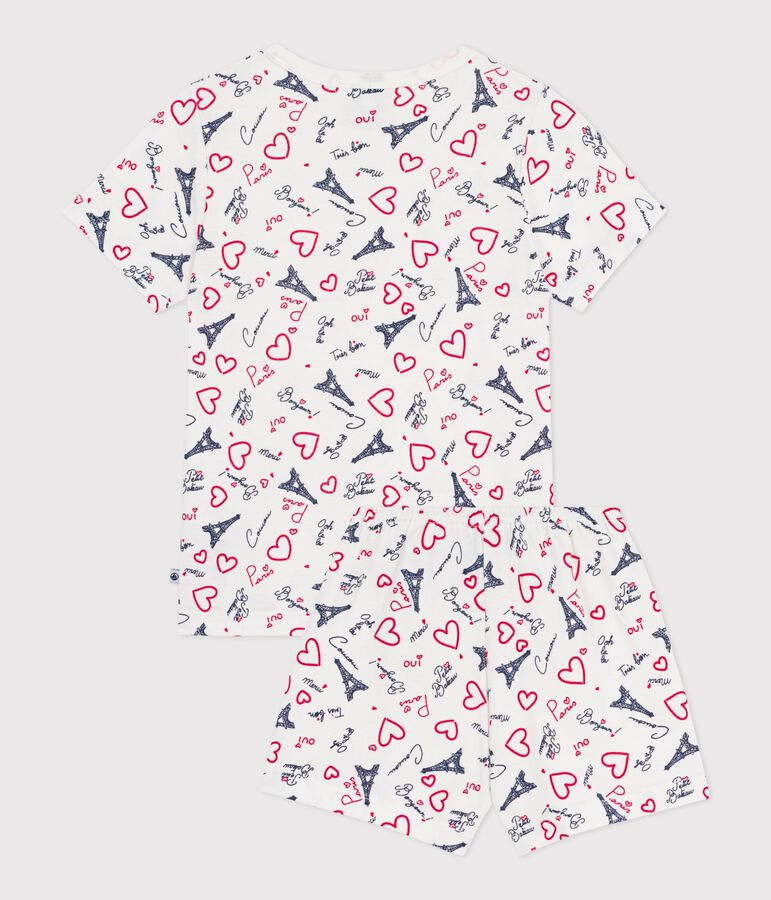 Children's short Paris print cotton pyjamas white/multicolor