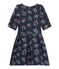 Girl's quilted double knit dress with 3/4 sleeves SMOKING blue/MULTICO white