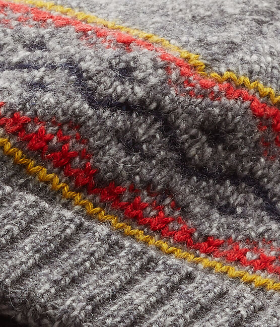 Boy's wool blend cap SUBWAY grey/MULTICO white