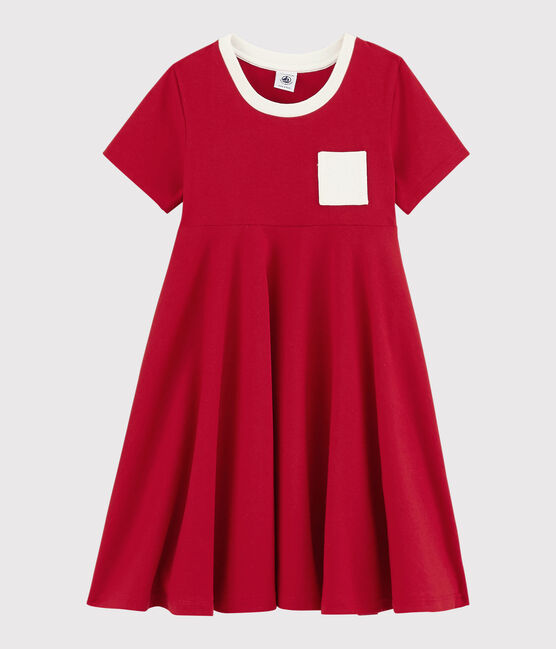 Girls' Short-Sleeved Jersey Dress TERKUIT red