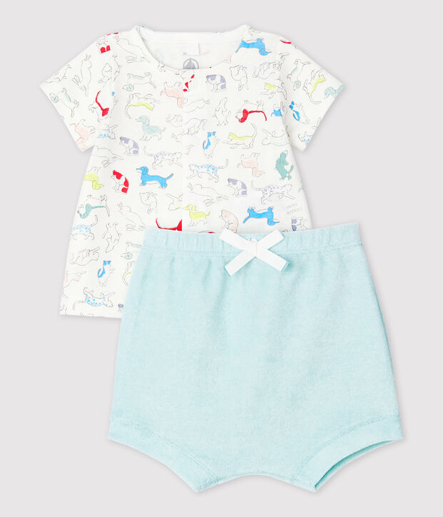 Babies' Colourful Puppies Organic Cotton Terry - 2-Pack white/multicolor