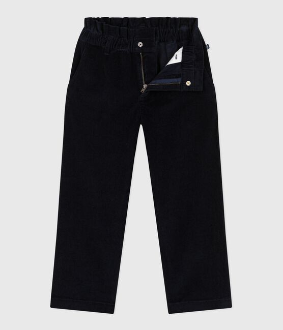 Girls' plain corduroy trousers SMOKING blue