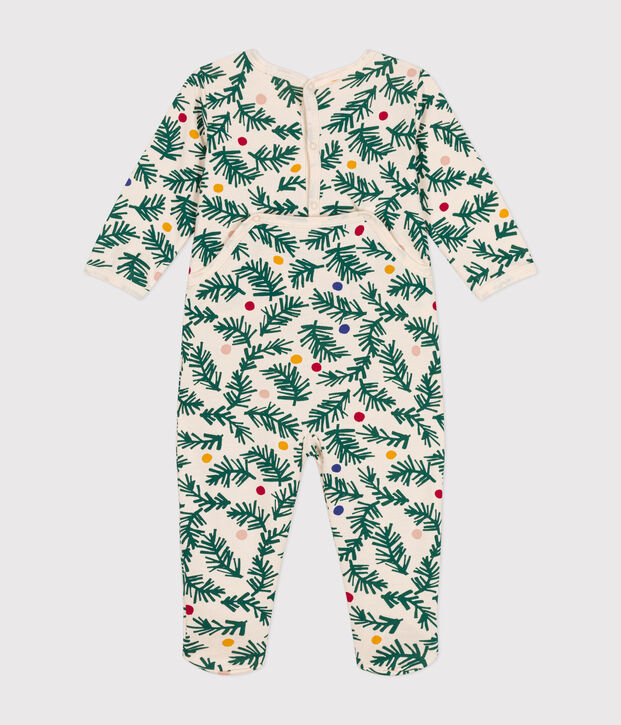Babies' Christmas tree print pyjamas in brushed fleece Ecru/multicolor