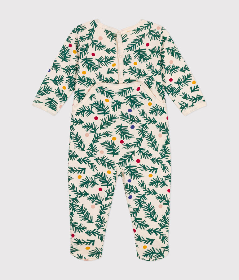 Babies' Christmas tree print pyjamas in brushed fleece Ecru/multicolor