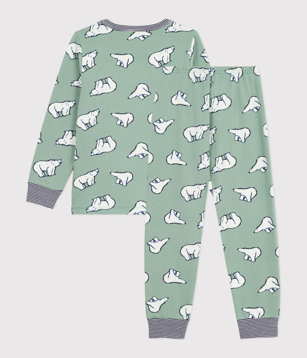 Children's pyjamas in bear-print fleece green/multicolor