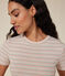 Women's stripy Iconic short-sleeved rib knit T-shirt Ecru/multicolor