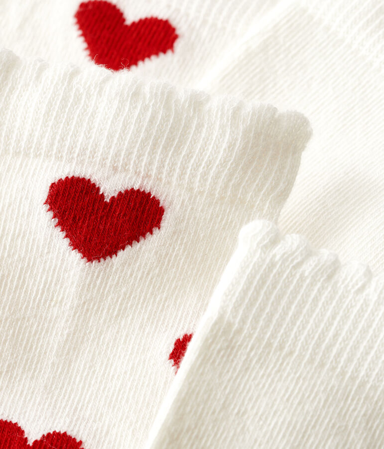 2 pairs of children's cotton socks with a heart print multicolor