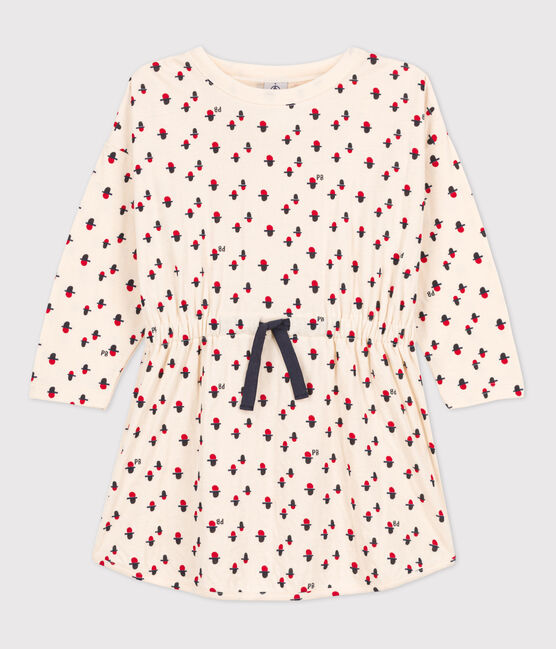 Little Girls' Long-Sleeved Patterned Tube Knit Dress AVALANCHE white/MULTICO