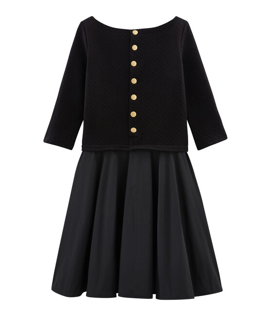 Women's Long-Sleeved Dual Material Dress NOIR black