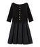 Women's Long-Sleeved Dual Material Dress NOIR black