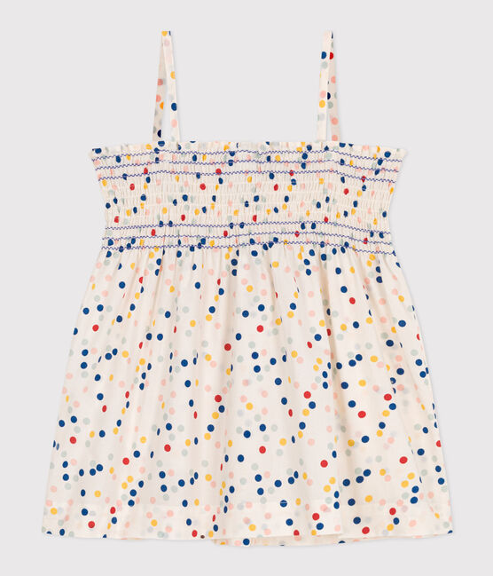Girls' Sleeveless Cotton Blouse MARSHMALLOW white/MULTICO white