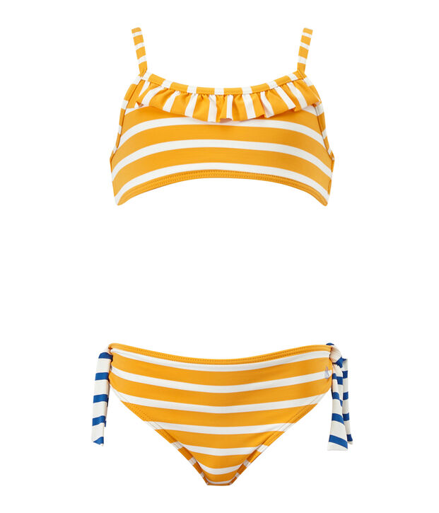 Girl's two-piece swimsuit yellow/white