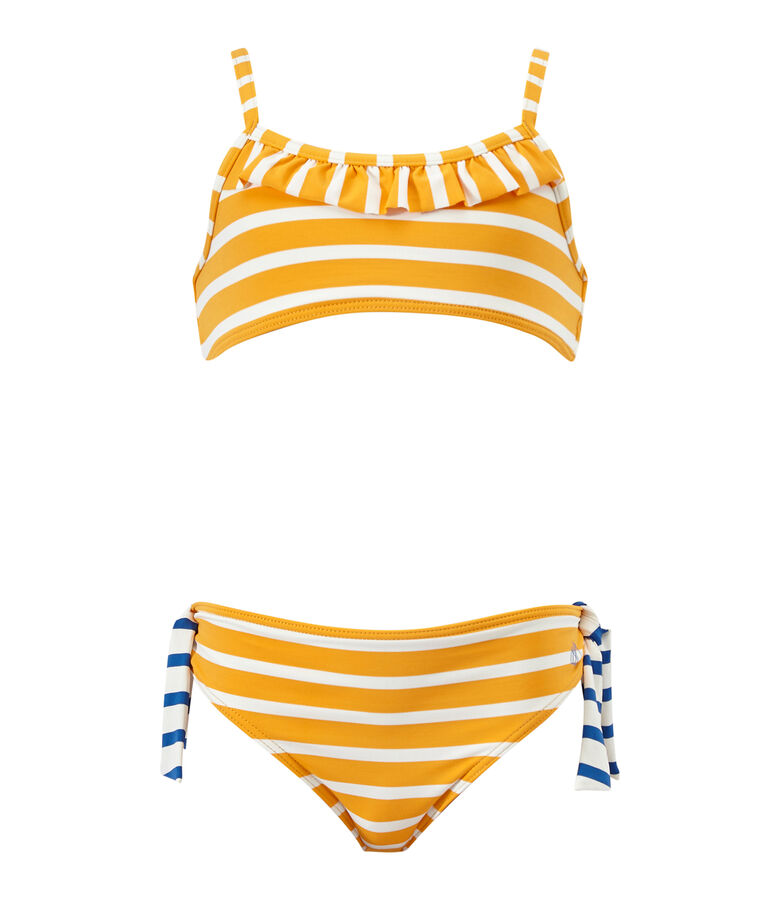 Girl's two-piece swimsuit yellow/white