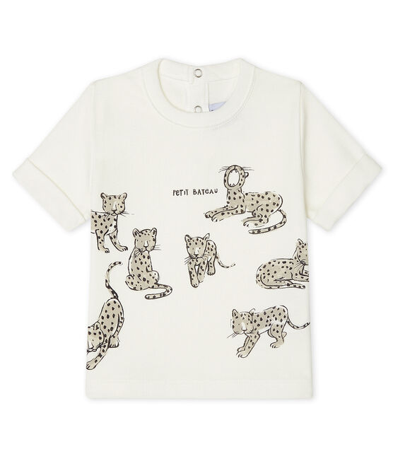 Short-sleeved T-shirt for baby boys MARSHMALLOW white