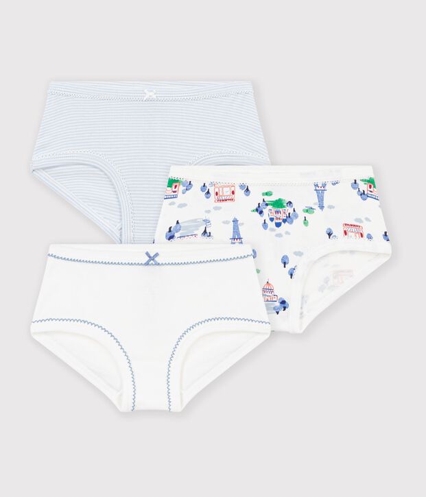 Pack of children's high-waisted Paris-print cotton pants multicolor