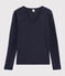 Women's Iconic V-Neck Cotton T-Shirt SMOKING blue