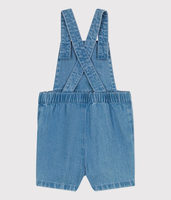 Babies' Light Denim Dungaree Shorts DENIM CLAIR blue