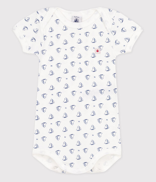 Baby Girls' Short-Sleeved Bodysuit white/blue