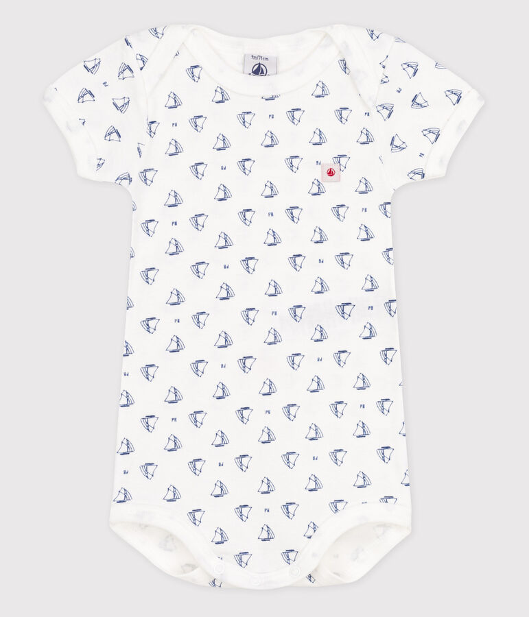 Baby Girls' Short-Sleeved Bodysuit white/blue