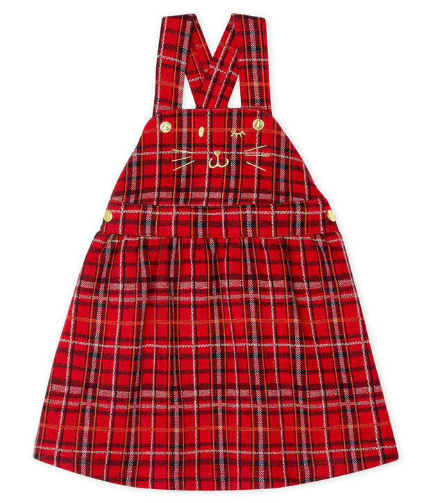Baby Girls' Checked Dungarees/Dress red/multicolor