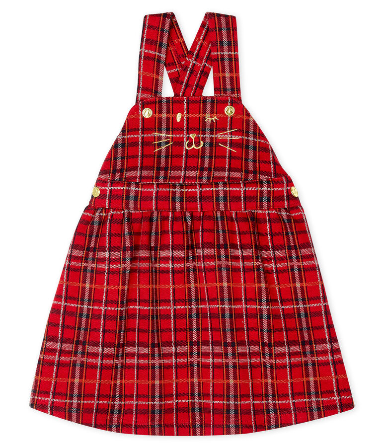 Baby Girls' Checked Dungarees/Dress TERKUIT red/MULTICO CN white