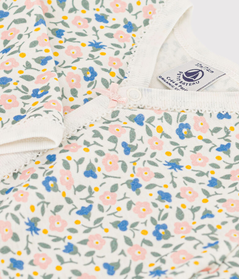 Floral Footless Cotton Sleepsuit white/multicolor