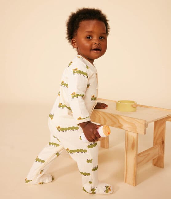 Babies' Cotton Animal Print Pyjamas AVALANCHE white/MULTICO