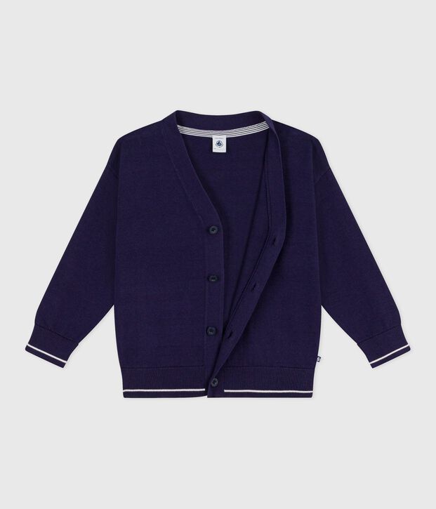 Children's plain cotton cardigan blue
