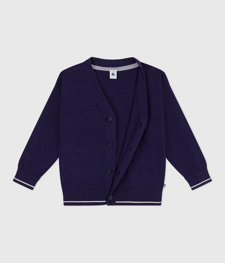 Children's plain cotton cardigan blue