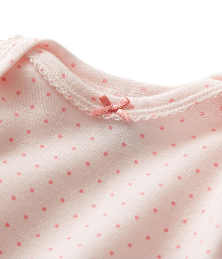 Baby girls' long-sleeved bodysuit in wool and cotton VIENNE pink/GRETEL pink