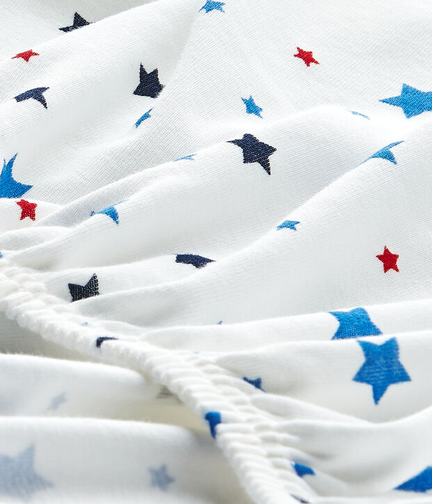 Baby boy's fitted crib sheet with stars white/multicolor