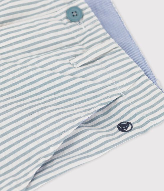 Boys' Seersucker Bermuda Shorts MARSHMALLOW white/BRUT blue
