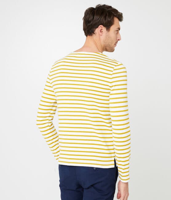 Men's iconic stripy breton top MARSHMALLOW white/BAMBOO yellow