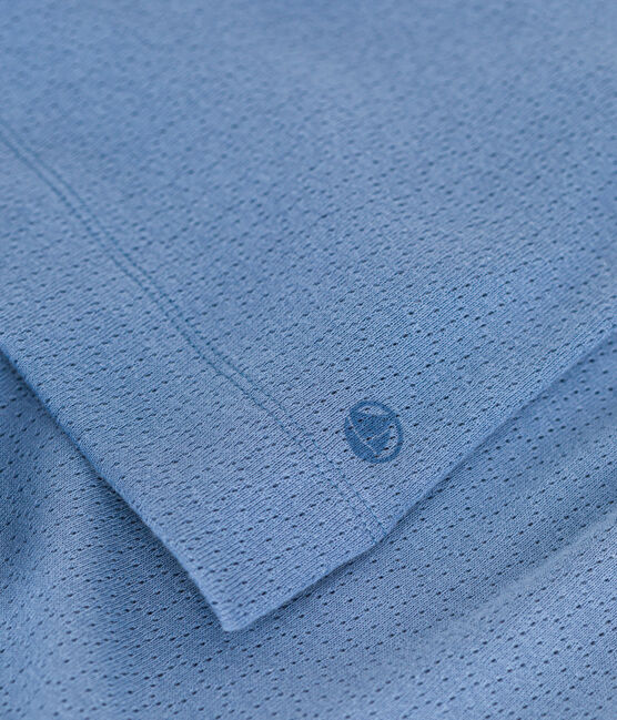 Girls' Plain Openwork Cotton Short Pyjamas BEACH blue