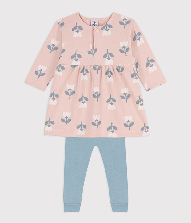 Babies' Printed Fleece Dress With Leggings pink/multicolor