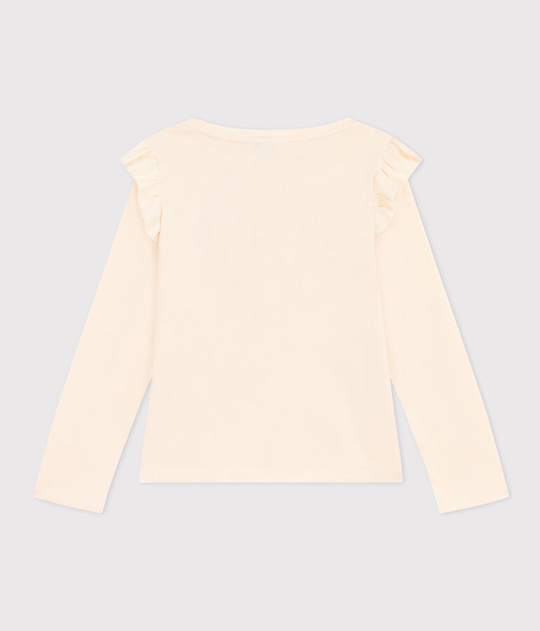 Girls' long-sleeved cotton T-shirt AVALANCHE Ecru