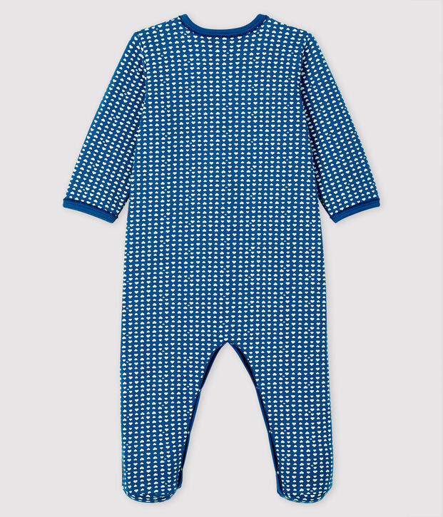 Baby Girls' Blue Tube Knit Sleepsuit blue/white