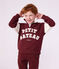 Children's plain colourblock shawl collared cotton sweatshirt red/ecru