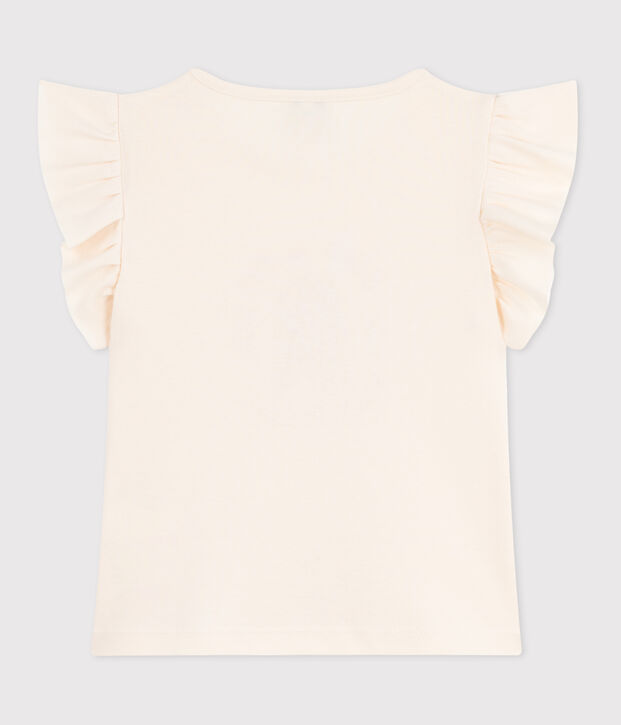 Children's short-sleeved printed cotton T-shirt Ecru
